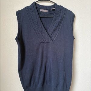 Alulr Sleeveless Sweater Golf Vest Navy Blue Preppy Golf Country Club Women’s XL